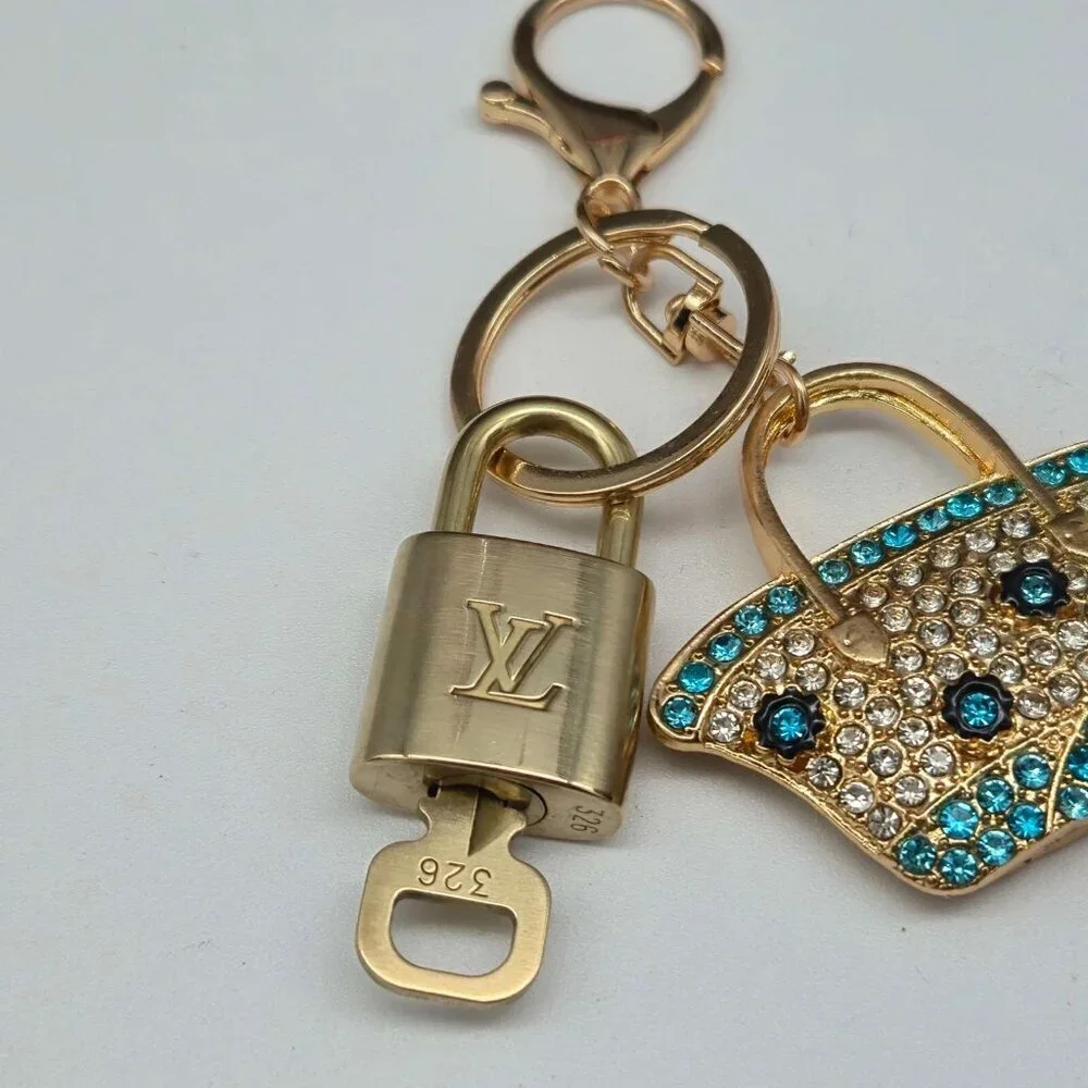 Authentic LV Gold Padlock & Key 🔑 Designer Bag Charm w/ Unbranded Bag Keychain